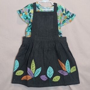 Tuc Tuc Floral Shirt and Gray Pinafore Dress 2 Piece Matching Set